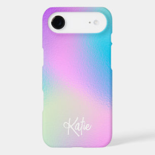 Chic Pastel Holographic with Name iPhone 17 Air Case
