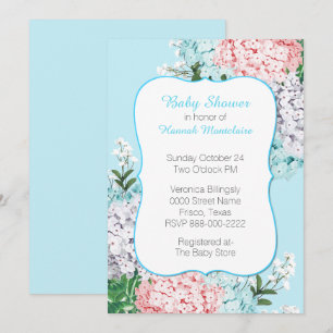 Chic Pastel Hydrangeas Baby Shower Invitation
