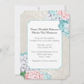 Chic Pastel Hydrangeas Wedding Invitation by Myweddingday at Zazzle