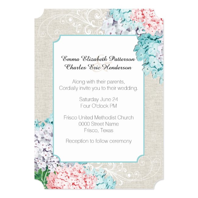 Chic Pastel Hydrangeas Wedding Invitation