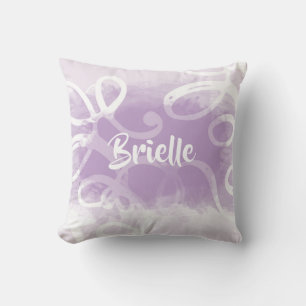 Chic Pastel Lavender Watercolor Swirls With Name Throw Pillow