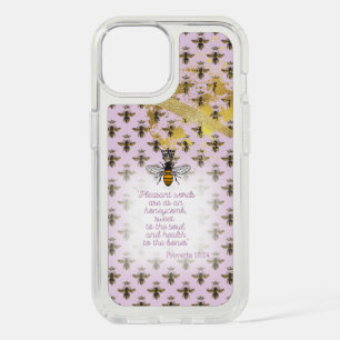 Chic Pastel Mauve Gold  Bee Grid  Bible Queen Bee iPhone 15 Case