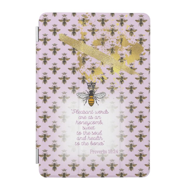 Chic Pastel Mauve Gold Bee Matrix Faith Queen Bee iPad Mini Cover (Front)