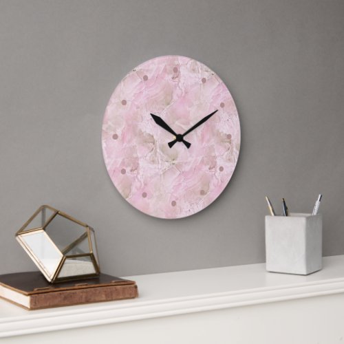 Chic Pastel Pink Agate Marble Pattern Square Large Clock