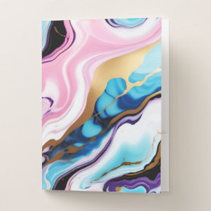 Chic Pastel pink blue purple gold Faux Marble Pocket Folder