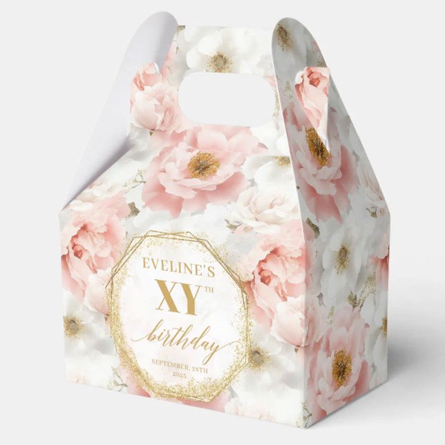 Chic Pastel Pink Boho Gold Birthday Favor Box (Chic Pastel Pink Boho Gold Birthday Favor Box)