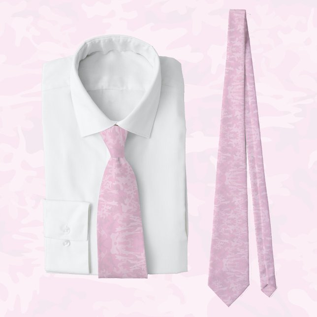 Chic pastel pink camouflage pattern neck tie (Creator Uploaded)