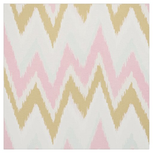 Chic pastel pink gold ikat tribal chevron pattern fabric