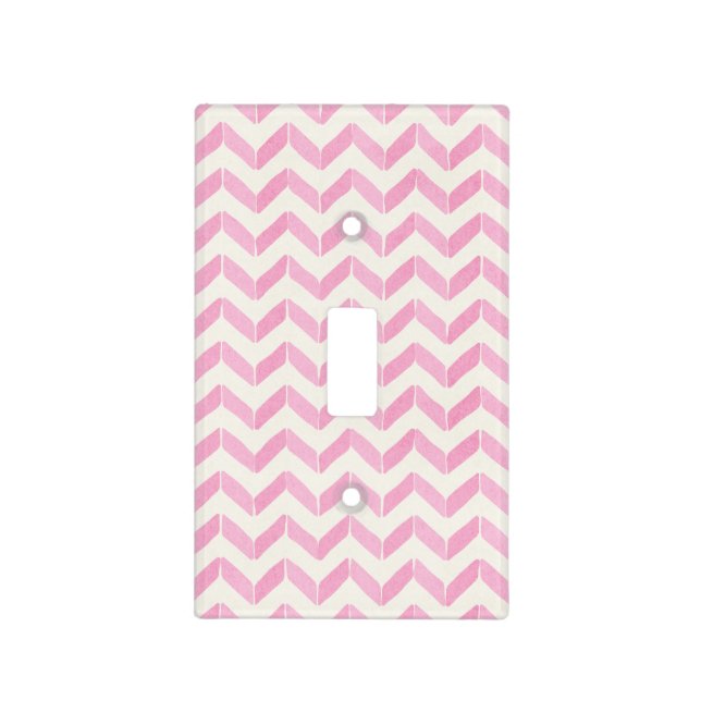 Chic Pastel Pink & Mint Chevron Custom Monogram Light Switch Cover (Front)