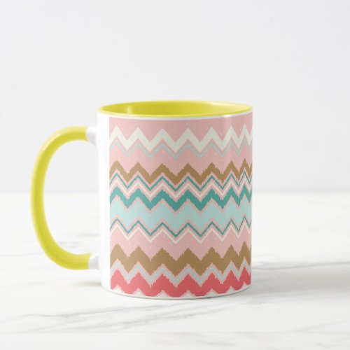 Chic Pastel Pink Mint Chevron Custom Monogram Mug