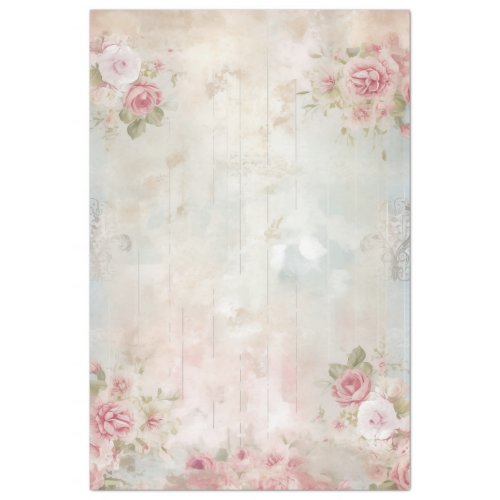 Chic pastel pink roses ephemera vintage chic tissue paper