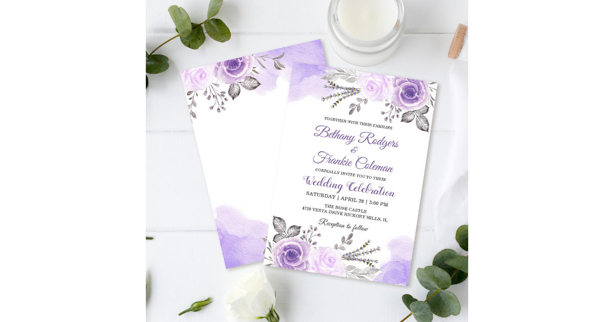 Light Purple Floral Butterflies and Silver Geometric 5X7 Cardstock