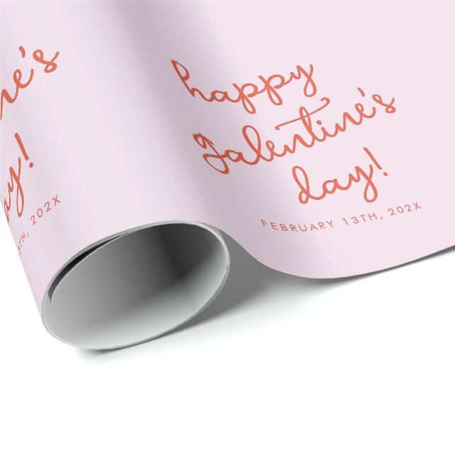 Chic Pastel Purple Happy Galentines Day Script Wrapping Paper (Roll Corner)