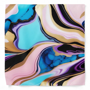 Chic Pastel purple pink blue gold Faux Marble  Bandana