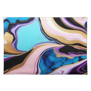 Chic Pastel purple pink blue gold Faux Marble Cloth Placemat