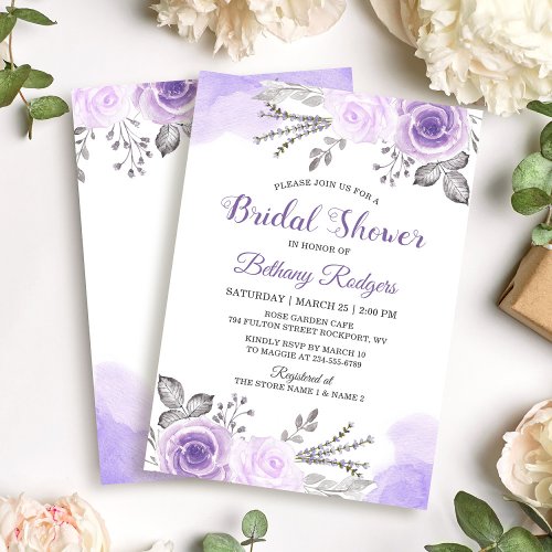 Chic Pastel Purple Rose Garden Bridal Shower Card