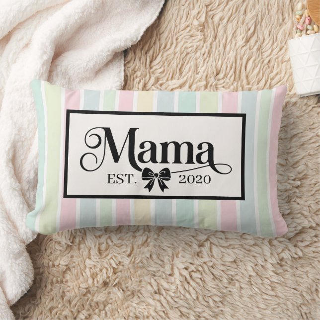 Chic Pastel Rainbow Custom Mama Keepsake Lumbar Pillow (Blanket)