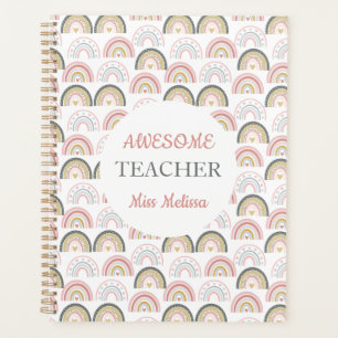 Chic Pastel Rainbow With Heart Awesome Teacher Planner