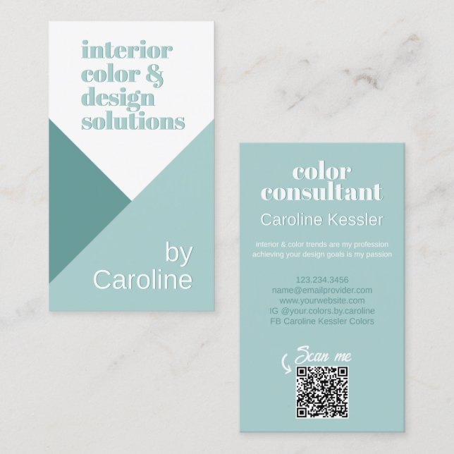Chic Pastel Seafoam Seaglass Mint Teal Green Business Card (Front/Back)