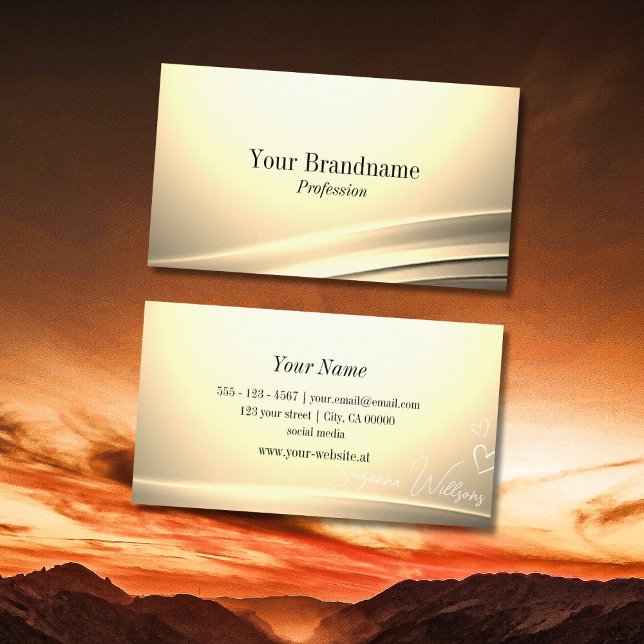 Chic Pastel Silk Cream Curved Decor Sophisticated Business Card (Creator Uploaded)