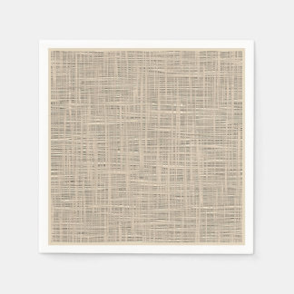 Chic Pastel Taupe Color Faux Jute Fabric Pattern Paper Napkins