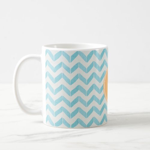Chic Pastel turquoise Chevron Custom Monogram Coffee Mug