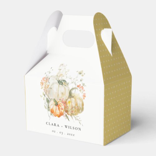 Chic Pastel Wildflower Pumpkin Watercolor Wedding Favor Boxes