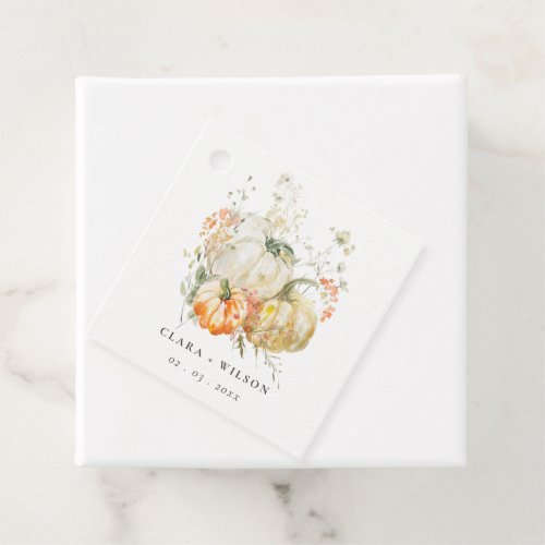 Chic Pastel Wildflower Pumpkin Watercolor Wedding Favor Tags