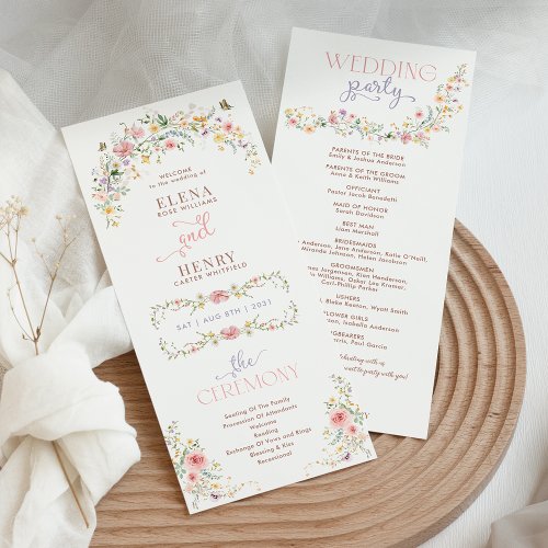 Chic Pastel Wildflowers Fairytale Wedding Program