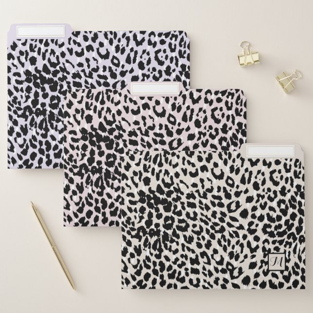 Chic Pastel with Animal Print, Dots, and Monogram File Folder (Set)