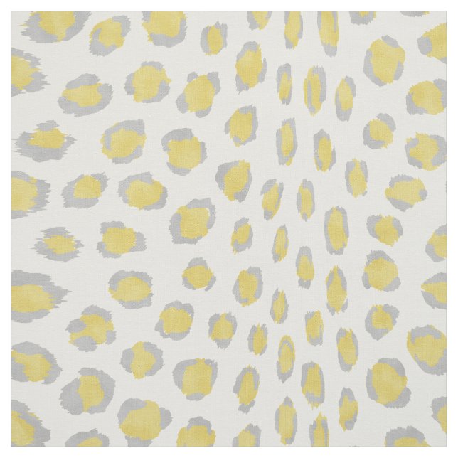 Chic pastel yellow grey cheetah print pattern fabric (Swatch)