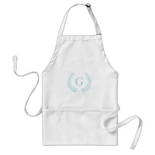 Chic Pastel Yellow Teal Chevron Custom Monogram Adult Apron