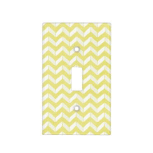 Chic Pastel Yellow Teal Chevron Custom Monogram Light Switch Cover