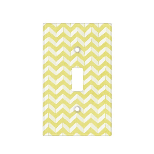 Chic Pastel Yellow Teal Chevron Custom Monogram Light Switch Cover (Front)