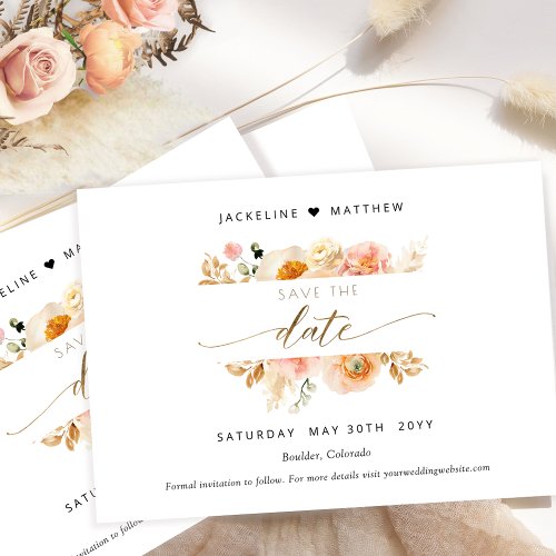Chic Peach and Cream Floral Wedding Save The Date