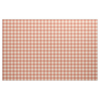 chic peach and white darker gingham pattern fabric
