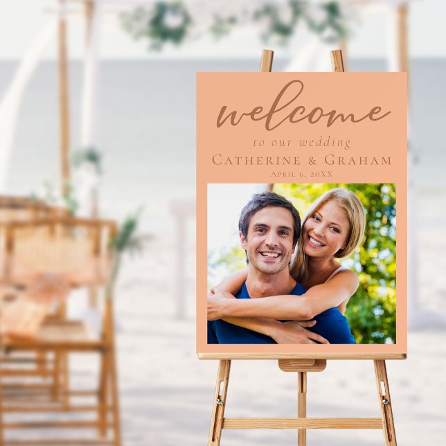 Chic Peach Couple Photo Welcome to Our Wedding Foam Board (Creator Uploaded)