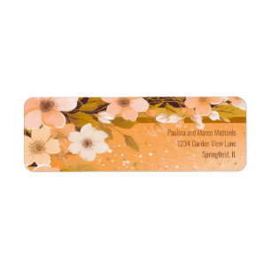 Chic Peach Floral Champagne Bridal Shower Party Label