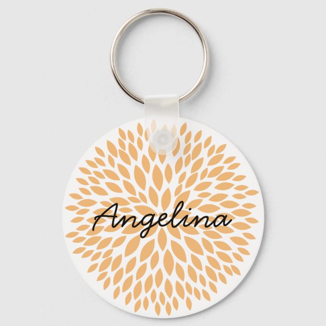 Chic Peach Floral Keychain (Front)