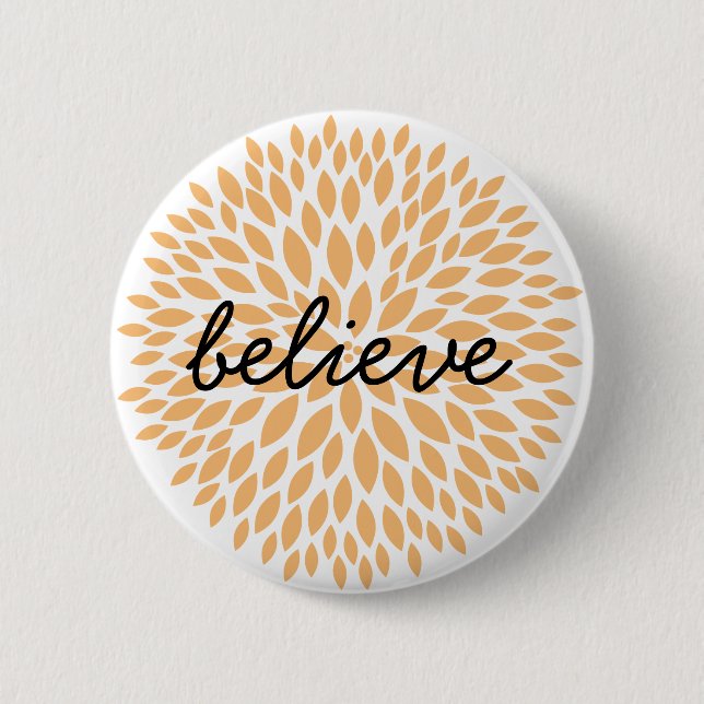 Chic Peach Floral Pinback Button (Front)