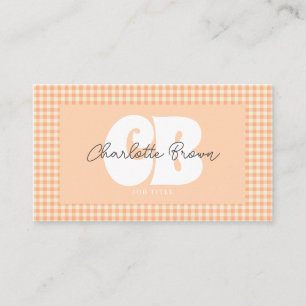 Chic Peach Gingham Groovy Business Card