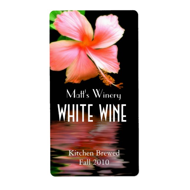 Chic Peach Hibiscus Home Made Wine Labels (Front)