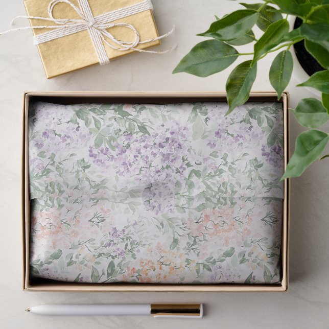 Chic Peach Lilac Lavender Floral Bridal Shower Tissue Paper (Gift)