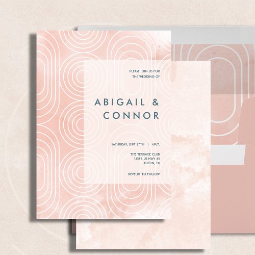 Chic Peach Ovals  Circles Wedding Invitation