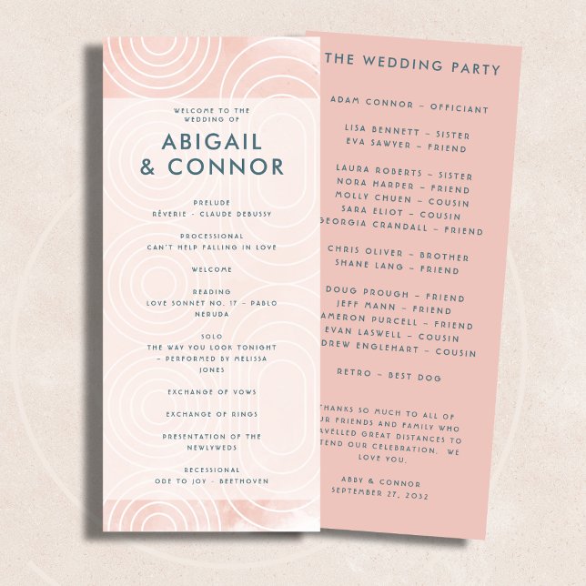 Chic Peach Ovals & Circles Wedding Program (Creator Uploaded)