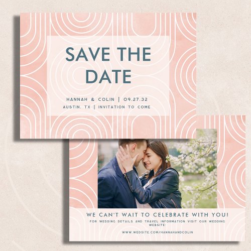 Chic Peach Ovals  Circles Wedding Save The Date