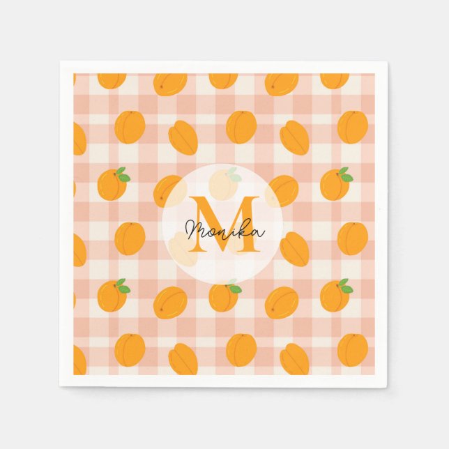 Chic Peach Pattern with Retro Buffalo Personalized Napkins (Front)
