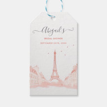 Chic Peach Pink Photo Eiffel Tower Bridal Shower