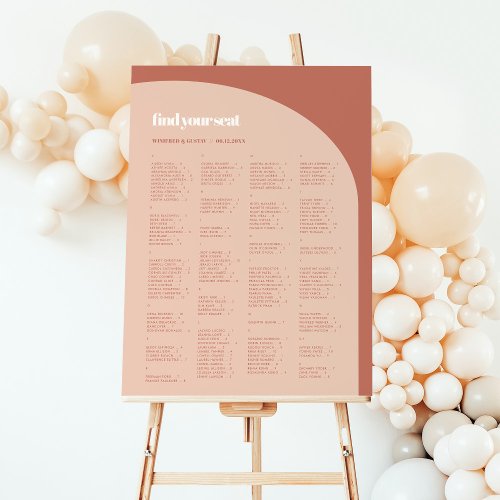 Chic peach terracotta Alphabetical Seating Chart Foam Board