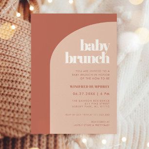 Chic peach terracotta arch Baby Brunch Invitation